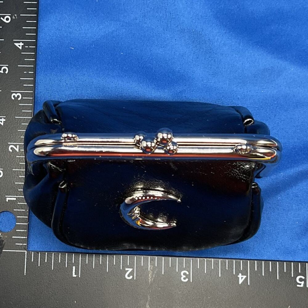 Little Black Crescent Moon Accent Crossbody or Clutch Purse Chrome Hardware - Picture 10 of 10